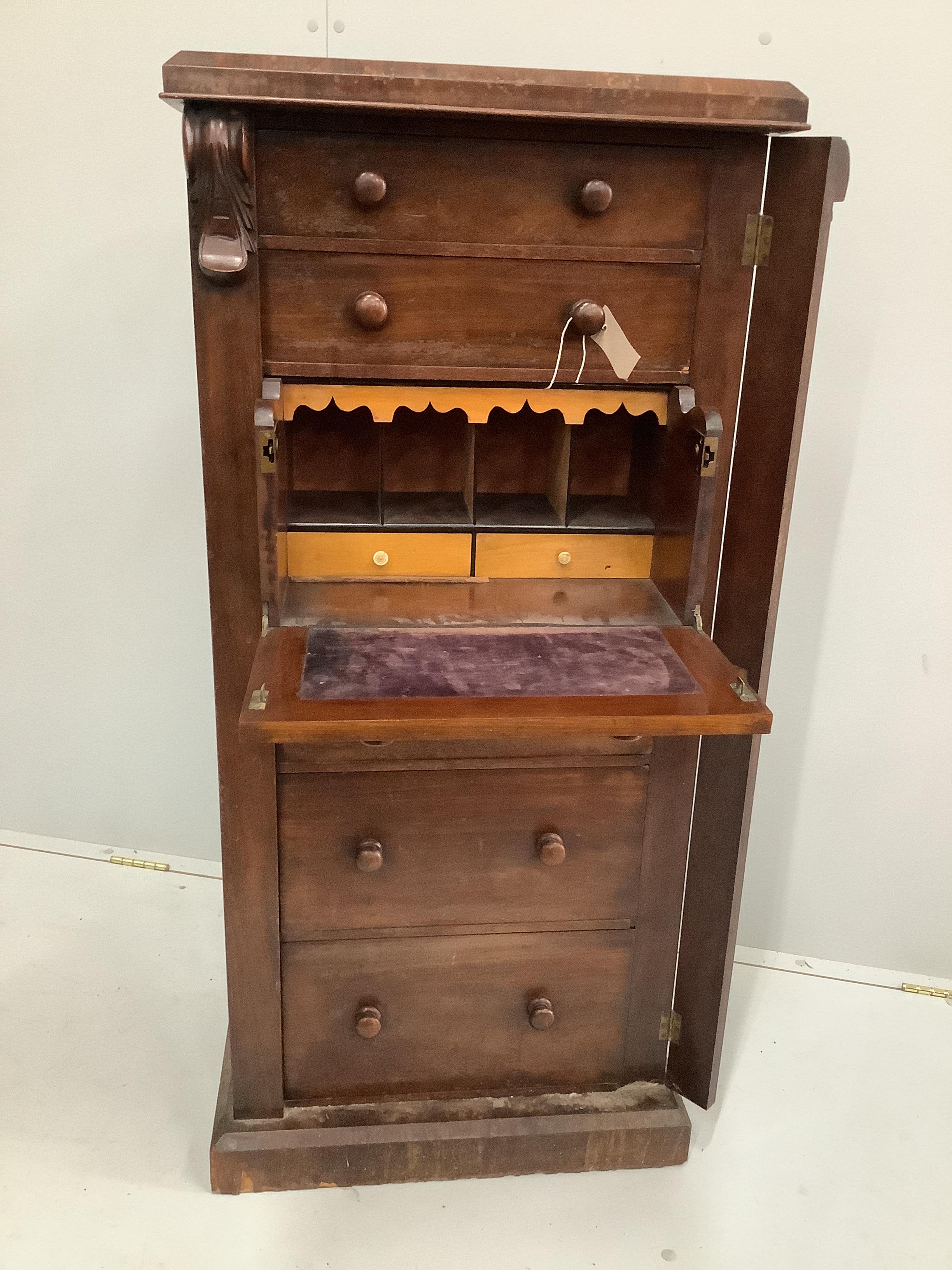 A Victorian mahogany Wellington chest, width 56cm, depth 41cm, height 124cm